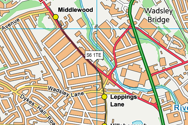 S6 1TE map - OS VectorMap District (Ordnance Survey)