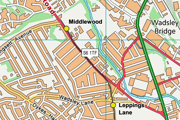 S6 1TF map - OS VectorMap District (Ordnance Survey)