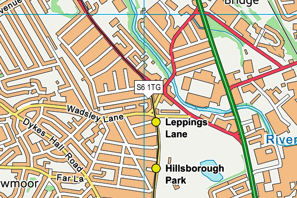 S6 1TG map - OS VectorMap District (Ordnance Survey)