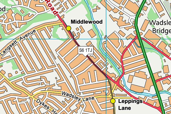 S6 1TJ map - OS VectorMap District (Ordnance Survey)