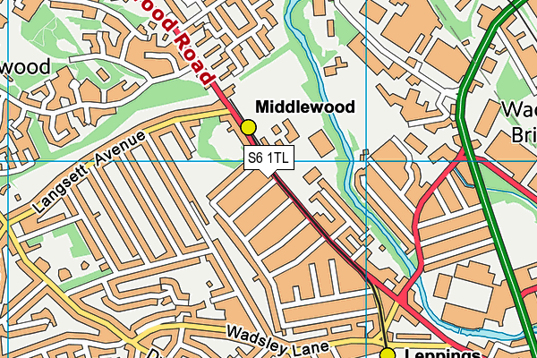 S6 1TL map - OS VectorMap District (Ordnance Survey)