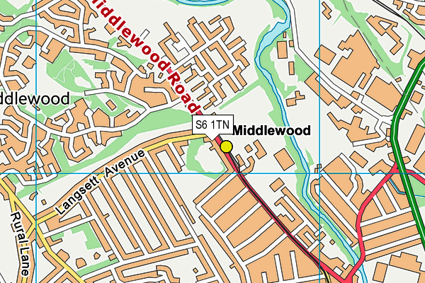 Middlewood Road Mini Soccer Pitch map (S6 1TN) - OS VectorMap District (Ordnance Survey)
