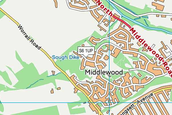 S6 1UP map - OS VectorMap District (Ordnance Survey)