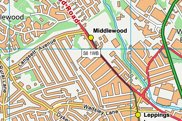 S6 1WB map - OS VectorMap District (Ordnance Survey)