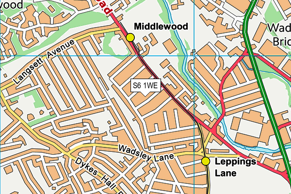 S6 1WE map - OS VectorMap District (Ordnance Survey)