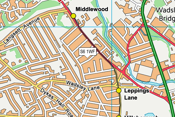 S6 1WF map - OS VectorMap District (Ordnance Survey)