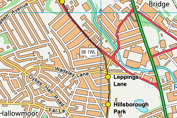 S6 1WL map - OS VectorMap District (Ordnance Survey)