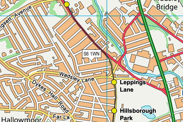 S6 1WN map - OS VectorMap District (Ordnance Survey)