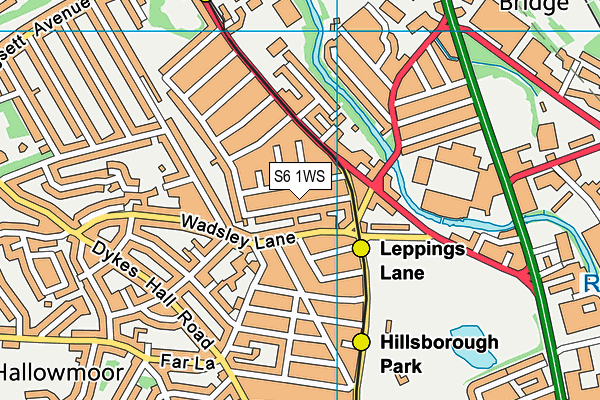 S6 1WS map - OS VectorMap District (Ordnance Survey)