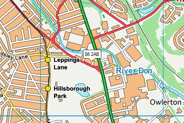 S6 2AB map - OS VectorMap District (Ordnance Survey)