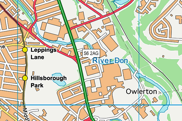 S6 2AG map - OS VectorMap District (Ordnance Survey)