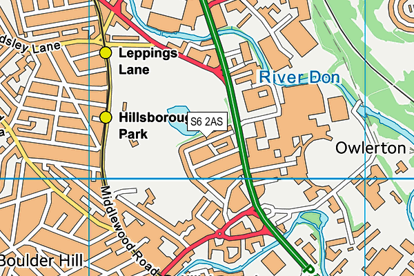 S6 2AS map - OS VectorMap District (Ordnance Survey)