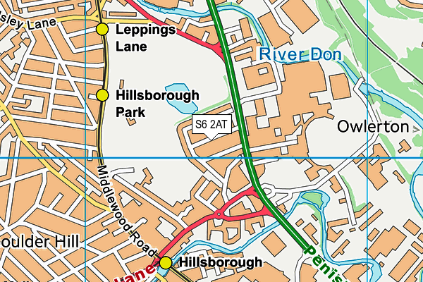 S6 2AT map - OS VectorMap District (Ordnance Survey)