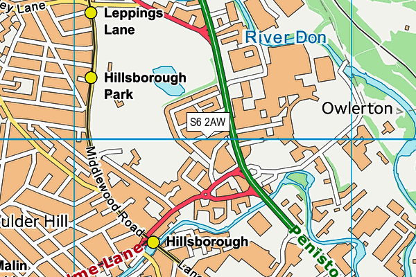 S6 2AW map - OS VectorMap District (Ordnance Survey)