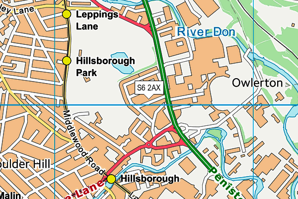 S6 2AX map - OS VectorMap District (Ordnance Survey)