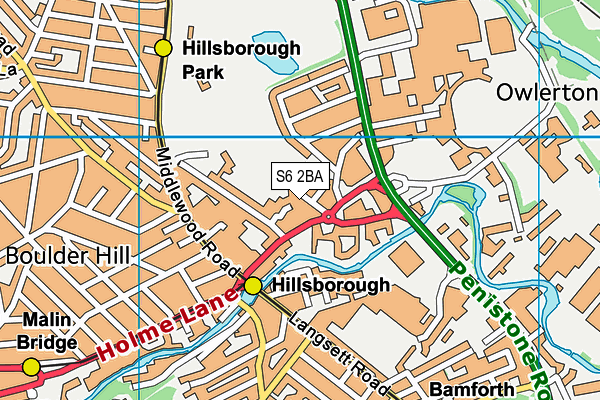 S6 2BA map - OS VectorMap District (Ordnance Survey)