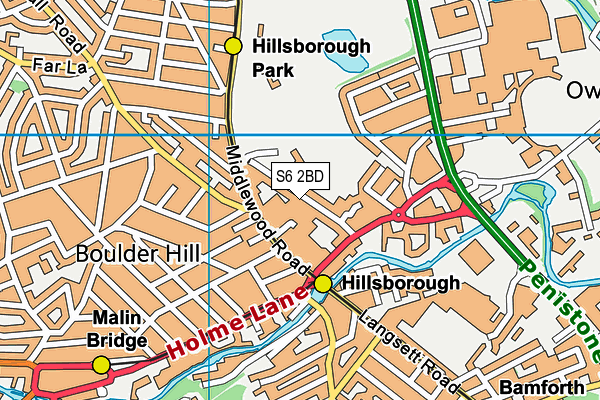 S6 2BD map - OS VectorMap District (Ordnance Survey)