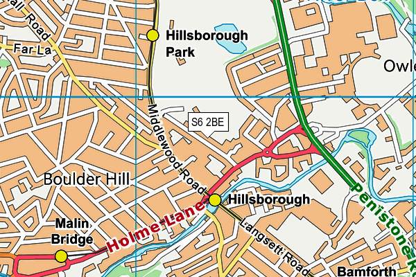 S6 2BE map - OS VectorMap District (Ordnance Survey)