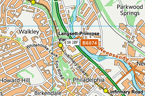 Everlast Gyms (Sheffield) map (S6 2BF) - OS VectorMap District (Ordnance Survey)