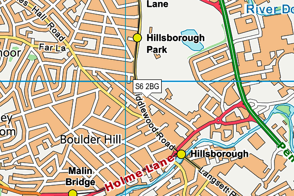 S6 2BG map - OS VectorMap District (Ordnance Survey)