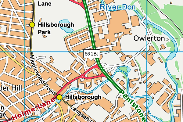 S6 2BJ map - OS VectorMap District (Ordnance Survey)