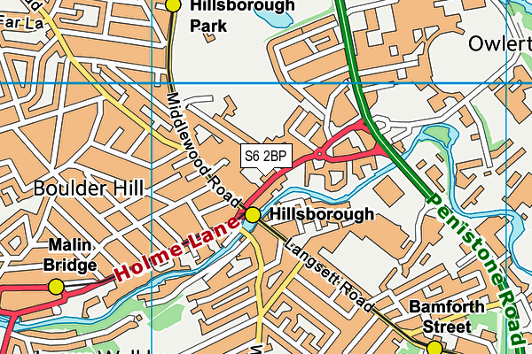 S6 2BP map - OS VectorMap District (Ordnance Survey)