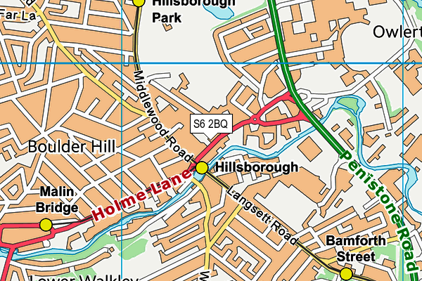 S6 2BQ map - OS VectorMap District (Ordnance Survey)