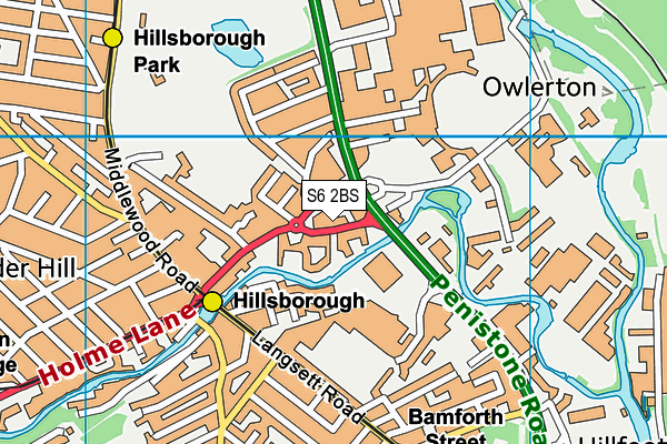 S6 2BS map - OS VectorMap District (Ordnance Survey)