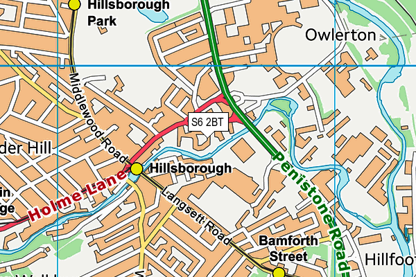 S6 2BT map - OS VectorMap District (Ordnance Survey)