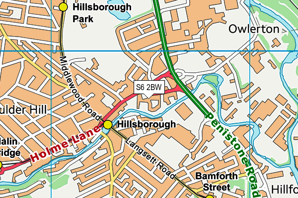 S6 2BW map - OS VectorMap District (Ordnance Survey)