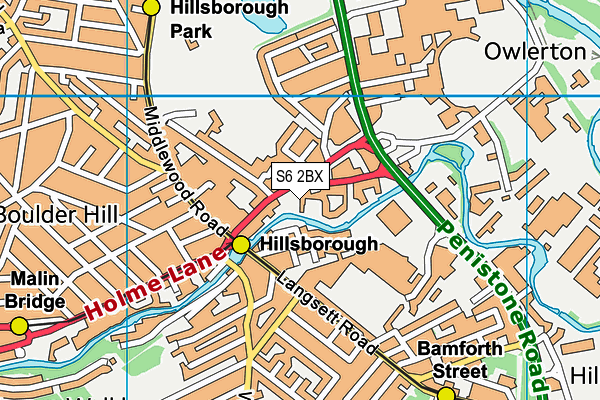 S6 2BX map - OS VectorMap District (Ordnance Survey)