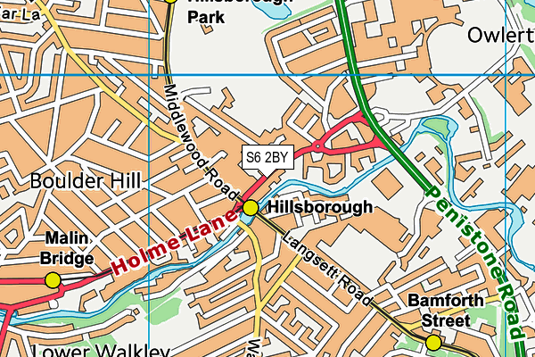 S6 2BY map - OS VectorMap District (Ordnance Survey)