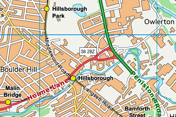 S6 2BZ map - OS VectorMap District (Ordnance Survey)