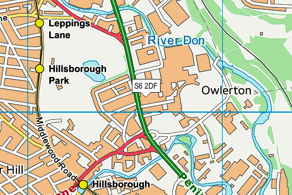 S6 2DF map - OS VectorMap District (Ordnance Survey)