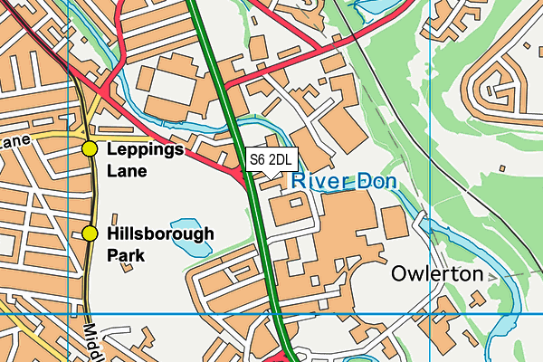 S6 2DL map - OS VectorMap District (Ordnance Survey)