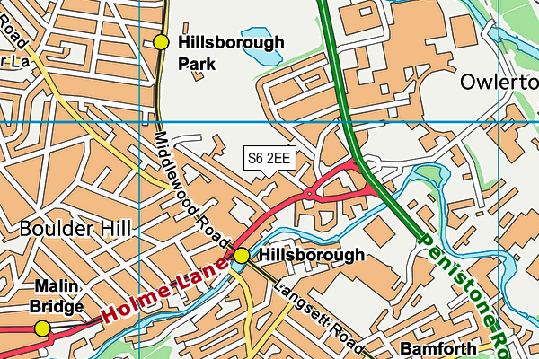 S6 2EE map - OS VectorMap District (Ordnance Survey)