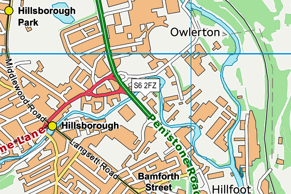 S6 2FZ map - OS VectorMap District (Ordnance Survey)
