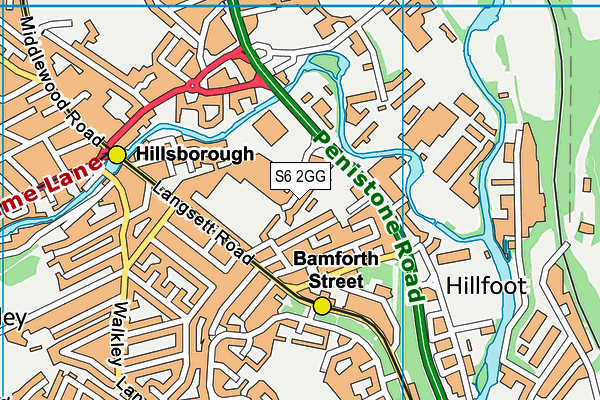 S6 2GG map - OS VectorMap District (Ordnance Survey)