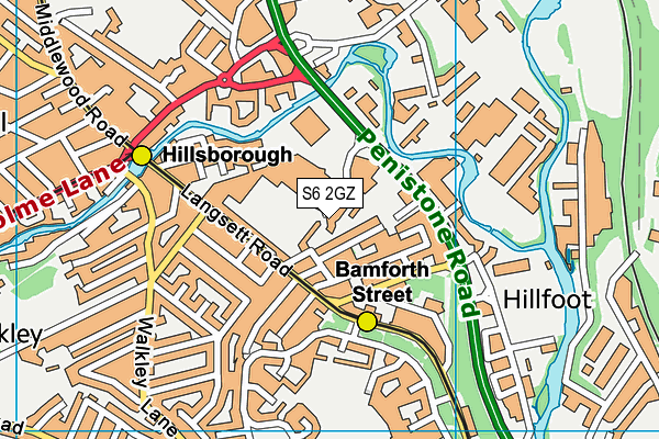 S6 2GZ map - OS VectorMap District (Ordnance Survey)