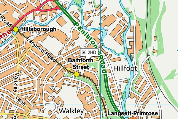 S6 2HD map - OS VectorMap District (Ordnance Survey)