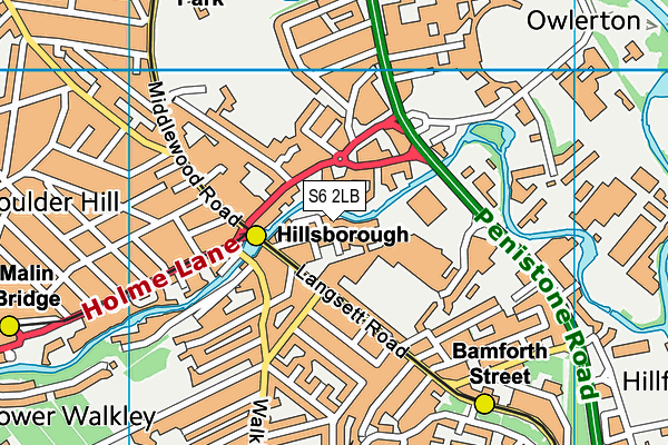 S6 2LB map - OS VectorMap District (Ordnance Survey)