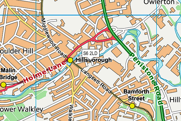 S6 2LD map - OS VectorMap District (Ordnance Survey)