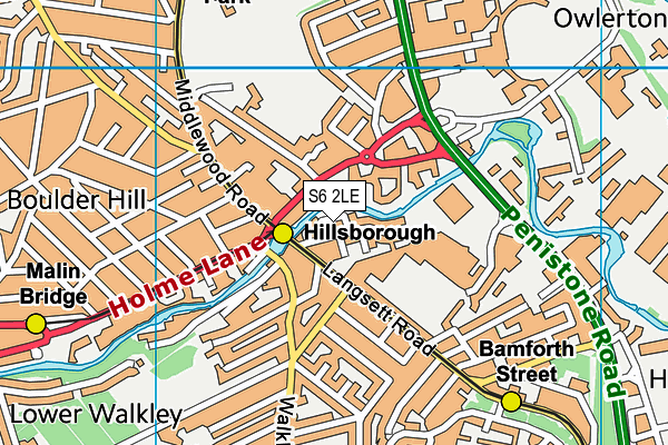 S6 2LE map - OS VectorMap District (Ordnance Survey)