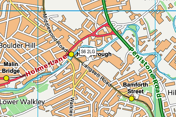 S6 2LG map - OS VectorMap District (Ordnance Survey)