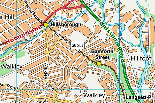 S6 2LJ map - OS VectorMap District (Ordnance Survey)