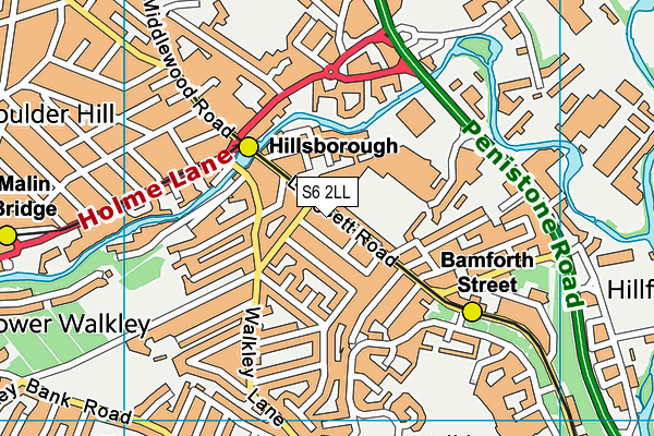 S6 2LL map - OS VectorMap District (Ordnance Survey)