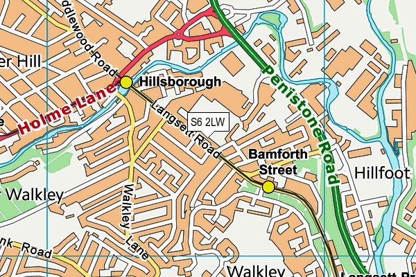 S6 2LW map - OS VectorMap District (Ordnance Survey)