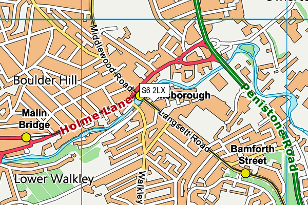 S6 2LX map - OS VectorMap District (Ordnance Survey)