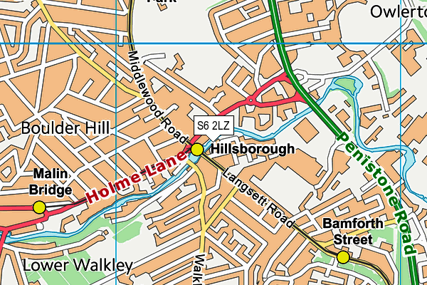 S6 2LZ map - OS VectorMap District (Ordnance Survey)