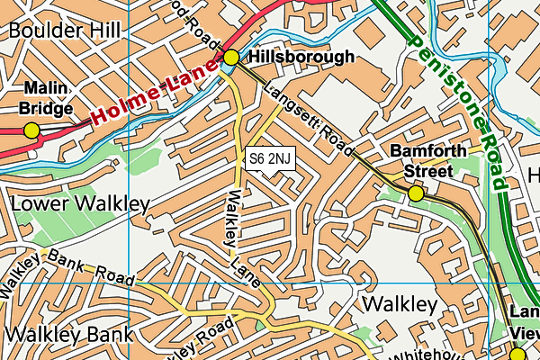 S6 2NJ map - OS VectorMap District (Ordnance Survey)